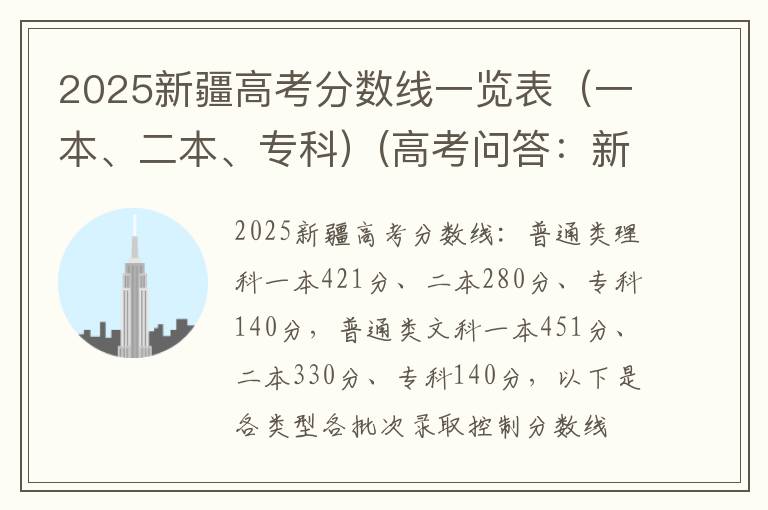 2025新疆高考分数线一览表（一本、二本、专科）(高考问答：新疆高考分数线报考指导)
