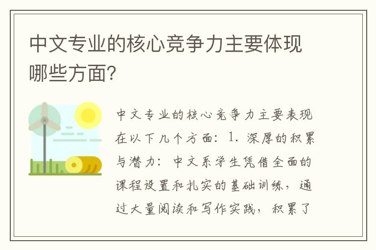 中文专业的核心竞争力主要体现哪些方面？