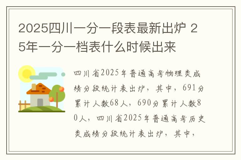 2025四川一分一段表最新出炉 25年一分一档表什么时候出来