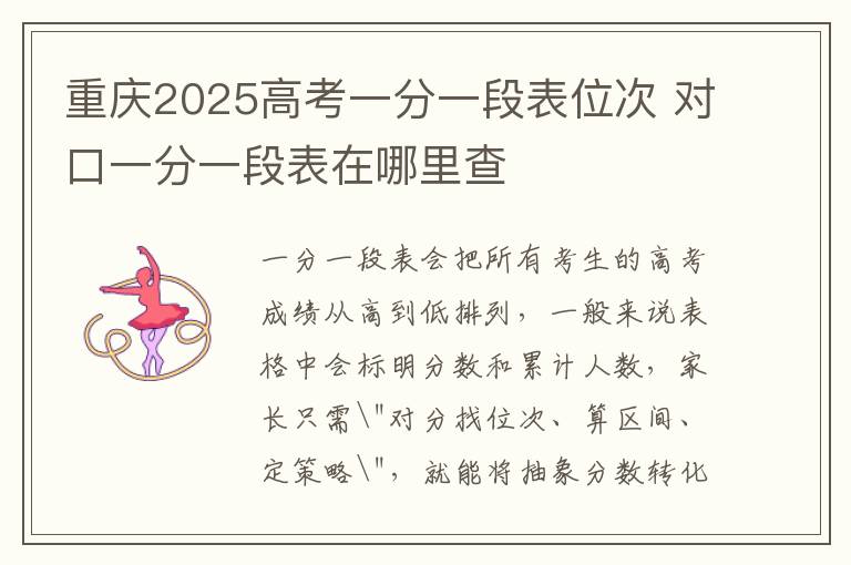 重庆2025高考一分一段表位次 对口一分一段表在哪里查