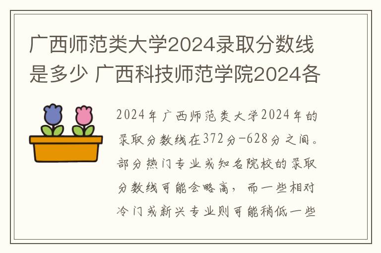 广西师范类大学2024录取分数线是多少 广西科技师范学院2024各省录取分数线及最低位次是多少