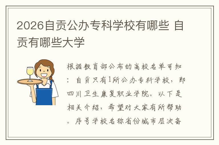 2026自贡公办专科学校有哪些 自贡有哪些大学
