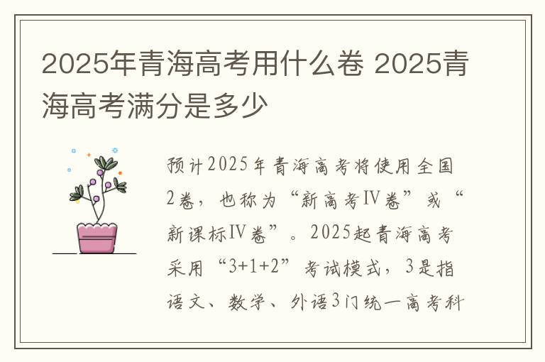 2025年青海高考用什么卷 2025青海高考满分是多少