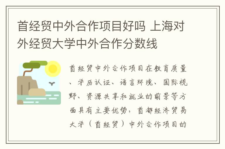 首经贸中外合作项目好吗 上海对外经贸大学中外合作分数线