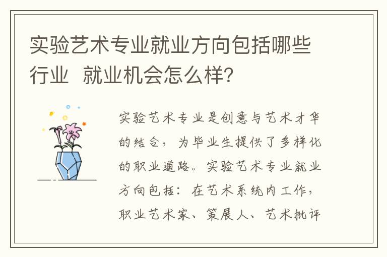 实验艺术专业就业方向包括哪些行业  就业机会怎么样？