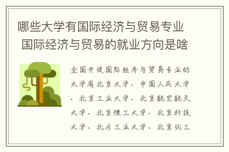 哪些大学有国际经济与贸易专业 国际经济与贸易的就业方向是啥岗位