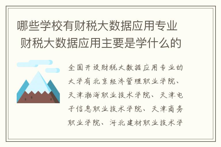 哪些学校有财税大数据应用专业 财税大数据应用主要是学什么的?