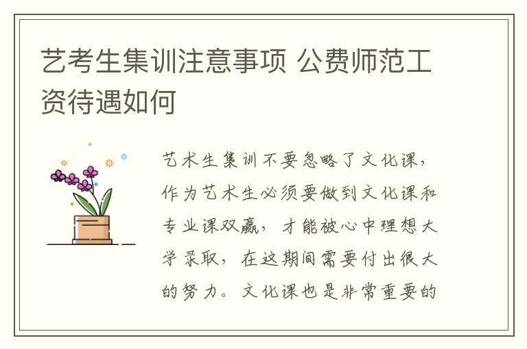 艺考生集训注意事项 公费师范工资待遇如何