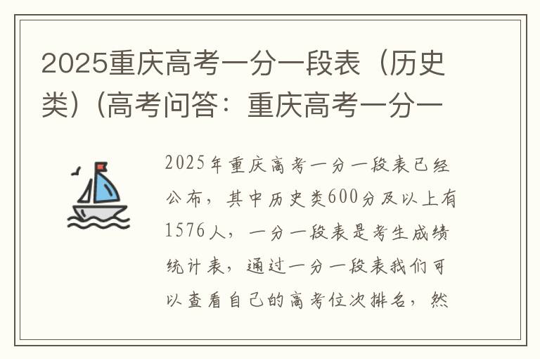 2025重庆高考一分一段表(历史类)(高考问答:重庆高考一分一段表报考指导)