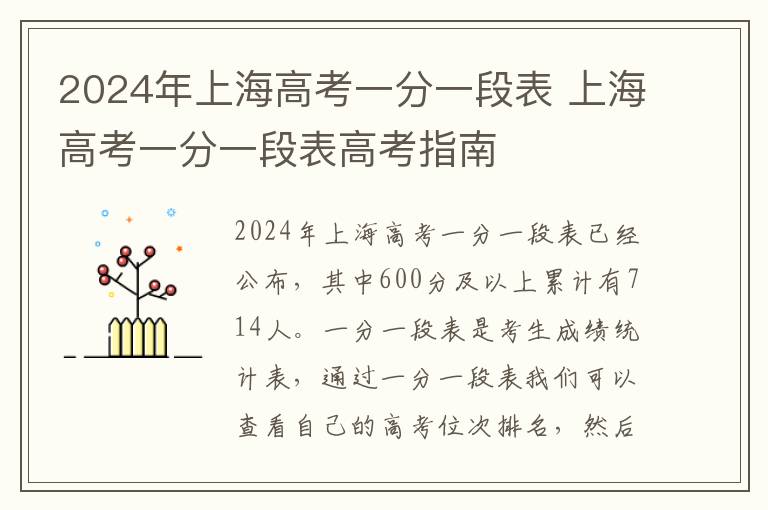 2024年上海高考一分一段表 上海高考一分一段表高考指南