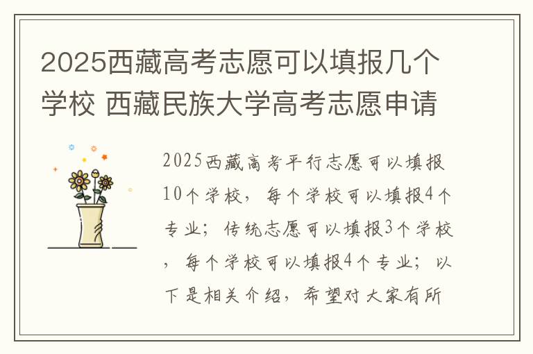2025西藏高考志愿可以填报几个学校 西藏民族大学高考志愿申请调剂过程