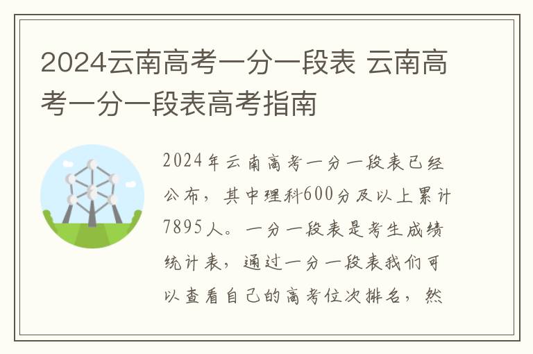 2024云南高考一分一段表 云南高考一分一段表高考指南