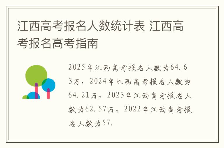 江西高考报名人数统计表 江西高考报名高考指南