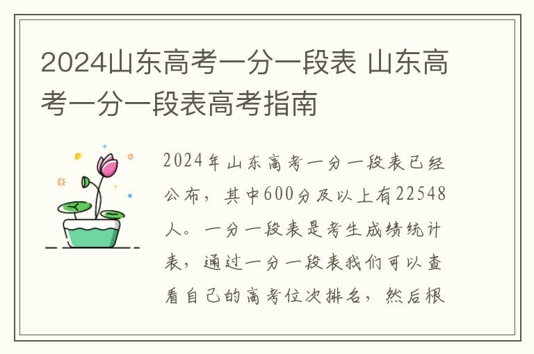 2024山东高考一分一段表 山东高考一分一段表高考指南
