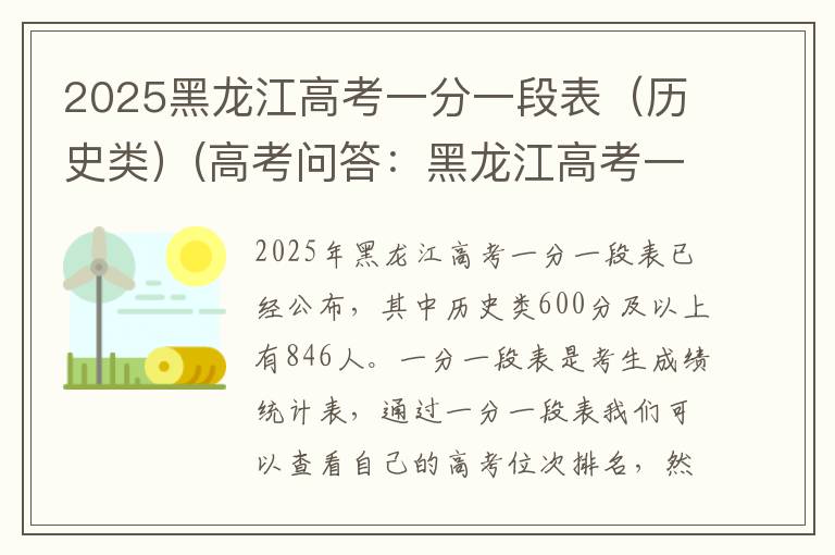 2025黑龙江高考一分一段表（历史类）(高考问答：黑龙江高考一分一段表报考指导)
