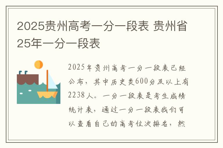 2025贵州高考一分一段表 贵州省25年一分一段表