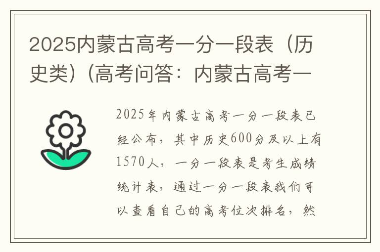 2025内蒙古高考一分一段表(历史类)(高考问答:内蒙古高考一分一段表报考指导)