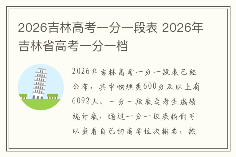 2026吉林高考一分一段表 2026年吉林省高考一分一档