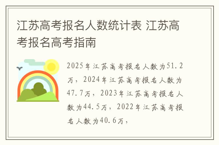 江苏高考报名人数统计表 江苏高考报名高考指南