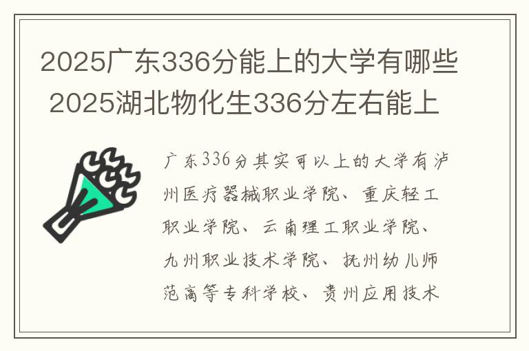 2025广东336分能上的大学有哪些 2025湖北物化生336分左右能上什么大学