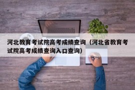 河北教育考试院高考成绩查询（河北省教育考试院高考成绩查询入口查询）