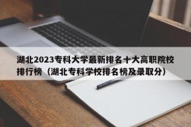 湖北2023专科大学最新排名十大高职院校排行榜（湖北专科学校排名榜及录取分）