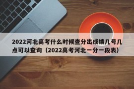 2022河北高考什么时候查分出成绩几号几点可以查询（2022高考河北一分一段表）