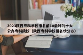 2023陕西专科学校排名前10最好的十大公办专科院校（陕西专科学校排名榜公办）