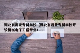 湖北有哪些专科学校（湖北有哪些专科学校开设机械电子工程专业）