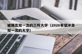 被踢出双一流的三所大学（2026有望冲击双一流的大学）